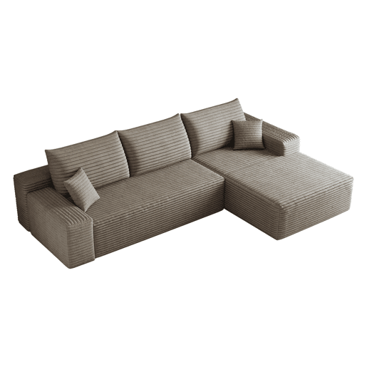 Sofá modular de canto de 270 cm - 3 lugares, chaise longue em L, assento profundo, sem montagem - Camel Sofá modular de canto de 270 cm - 3 lugares, chaise longue em L, assento profundo, sem montagem - Camel