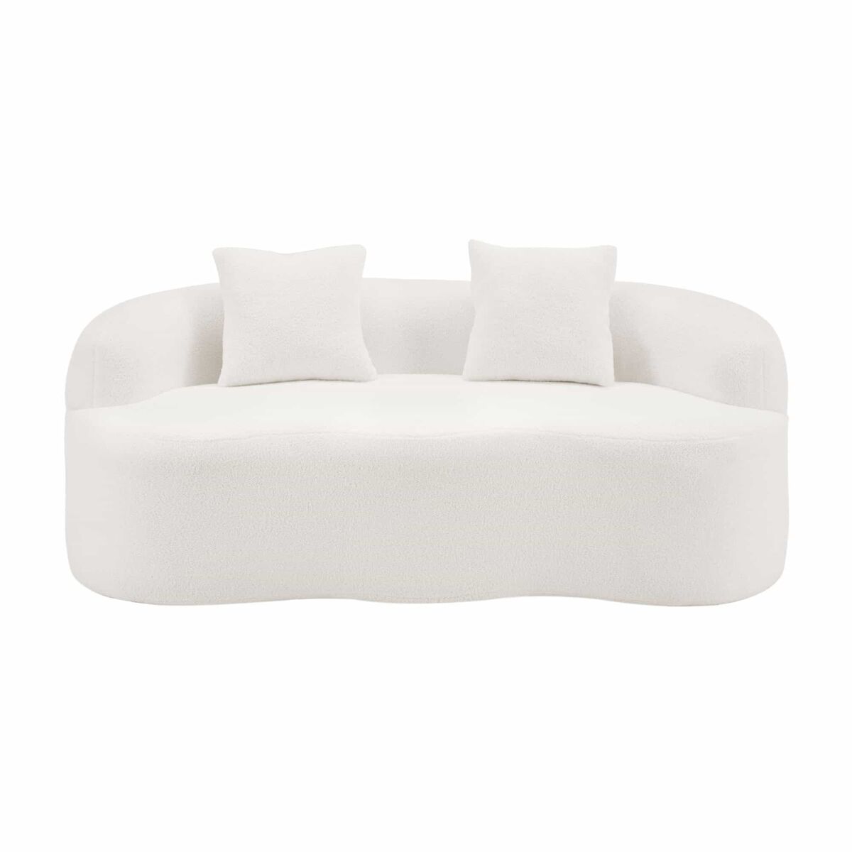 Sofá loveseat 2 plazas - diseño curvo con cojines y sin montaje - blanco