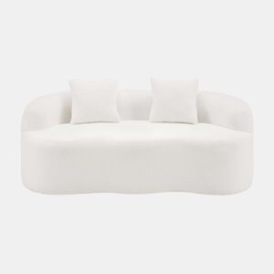 Sofá de dois lugares - design curvo com almofadas e sem montagem - branco