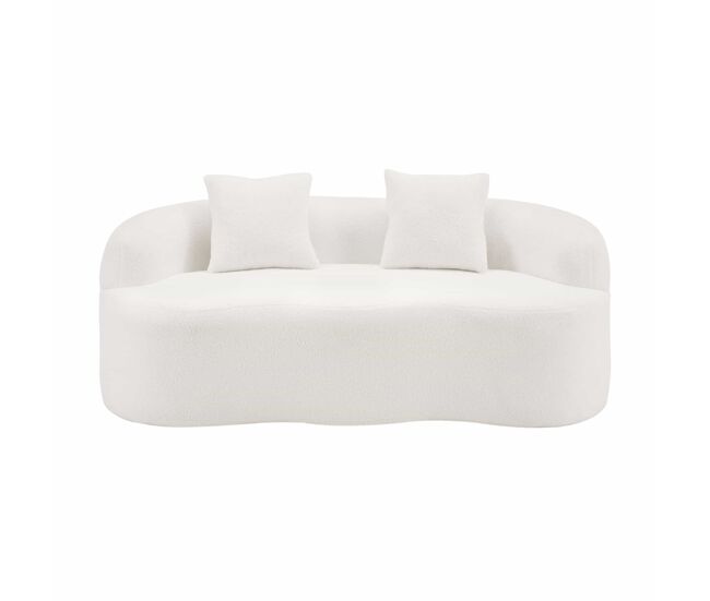 Sofá loveseat 2 plazas - diseño curvo con cojines y sin montaje - blanco