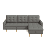 Sofá de canto em L 212x130x86 cm - chaise longue reversível, espaço de arrumação, 3 lugares, tecido não tecido, para espaços pequenos - cinzento