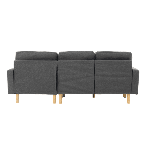 Sofá de canto em L 212x130x86 cm - chaise longue reversível, espaço de arrumação, 3 lugares, tecido não tecido, para espaços pequenos - cinzento