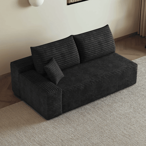 Sofá de 2 lugares, 175 x 95 cm u2013 estofado em veludo, confortável u2013 preto Sofá de 2 lugares, 175 x 95 cm u2013 estofado em veludo, confortável u2013 preto