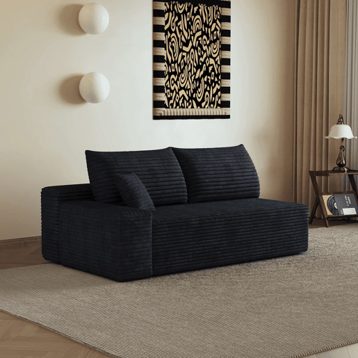 Sofá de 2 lugares, 175 x 95 cm u2013 estofado em veludo, confortável u2013 preto Sofá de 2 lugares, 175 x 95 cm u2013 estofado em veludo, confortável u2013 preto