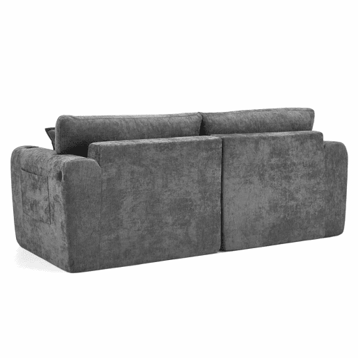 Sofá relax de 2 lugares - para espaços pequenos - tecido de chenille macio, bolso lateral, porta-copos e almofadas, adequado para a sala de estar, escritório, quarto de hóspedes e apartamentos - Cinza Sofá relax de 2 lugares - para espaços pequenos - tecido de chenille macio, bolso lateral, porta-copos e almofadas, adequado para a sala de estar, escritório, quarto de hóspedes e apartamentos - Cinza