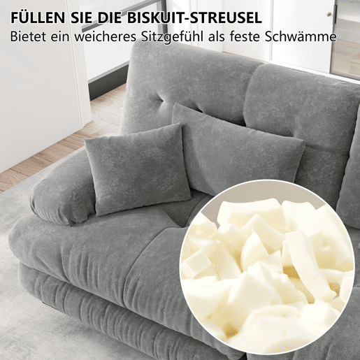 Sofá de Canto Modular em Chenille com Puff e Almofadas (RIFTFLARE) Sofá de Canto Modular em Chenille com Puff e Almofadas (RIFTFLARE)