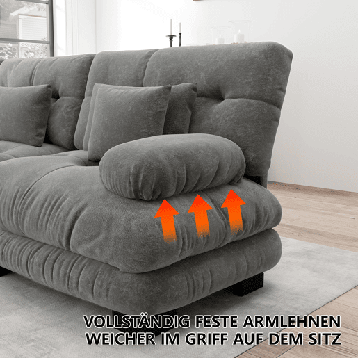 Sofá de Canto Modular em Chenille com Puff e Almofadas (RIFTFLARE) Sofá de Canto Modular em Chenille com Puff e Almofadas (RIFTFLARE)