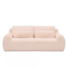 Sofá de 2 lugares - tecido felpudo sintético estilo coelho, macio e de alta resiliência, porta de carregamento USB, bolso lateral para revistas - Rosa