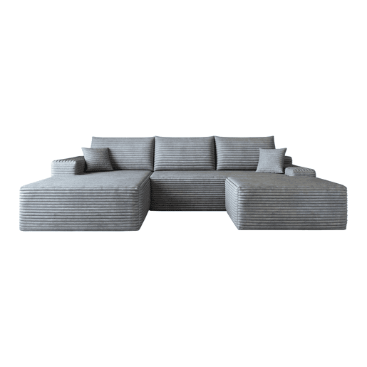 Sofá modular de canto de 270 cm - chaise longue em L, assento profundo, sem montagem, sofá compactado - Cinzento