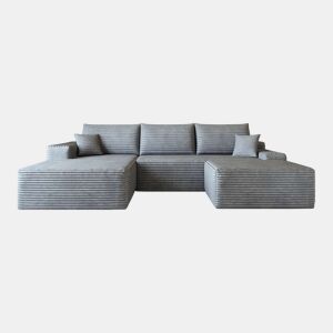 Sofá modular de canto de 270 cm - chaise longue em L, assento profundo, sem montagem, sofá compactado - Cinzento