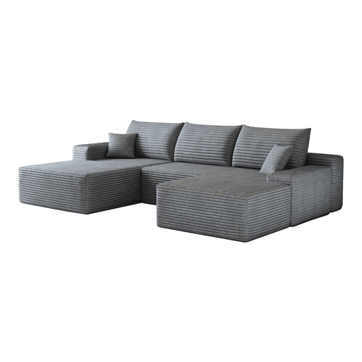 Sofá modular de canto de 270 cm - chaise longue em L, assento profundo, sem montagem, sofá compactado - Cinzento
