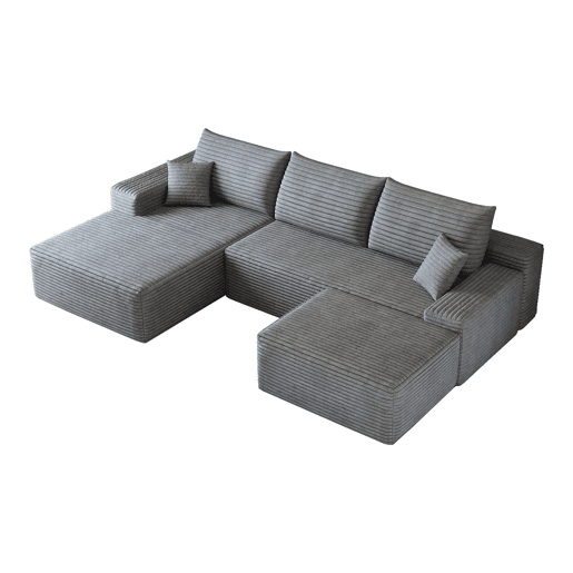 Sofá modular de canto de 270 cm - chaise longue em L, assento profundo, sem montagem, sofá compactado - Cinzento