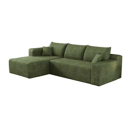 Sofá de canto modular de 241 cm - design moderno «nuvem», assento profundo, sem montagem - verde Sofá de canto modular de 241 cm - design moderno «nuvem», assento profundo, sem montagem - verde