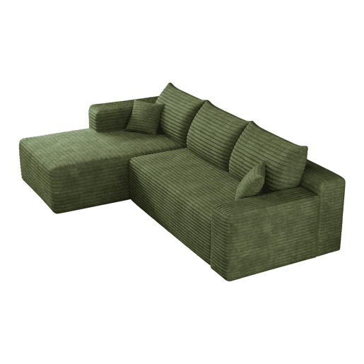 Sofá de canto modular de 241 cm - design moderno «nuvem», assento profundo, sem montagem - verde Sofá de canto modular de 241 cm - design moderno «nuvem», assento profundo, sem montagem - verde