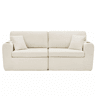 Sofá relax de 2 lugares - ideal para espaços pequenos, tecido de chenille macio, bolso lateral para revistas, porta-copos e almofadas, adequado para a sala de estar, escritório, quarto de hóspedes e apartamentos - Bege