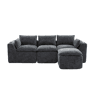 Sofá modular de 3 lugares - 3 lugares - sofá modular com apoio para os pés, almofadas, porta-copos e bolsos laterais, enchimento de espuma e molas - chenille cinzento escuro