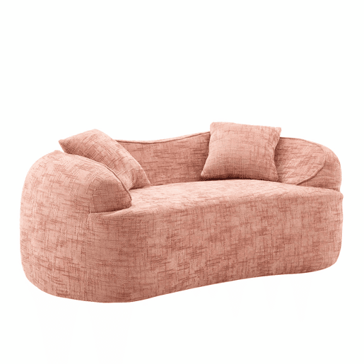 Sofá de 2 lugares - com formato curvo, almofadas e sem montagem, ideal para espaços pequenos - rosa Sofá de 2 lugares - com formato curvo, almofadas e sem montagem, ideal para espaços pequenos - rosa
