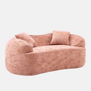 Sofá de 2 lugares - com formato curvo, almofadas e sem montagem, ideal para espaços pequenos - rosa