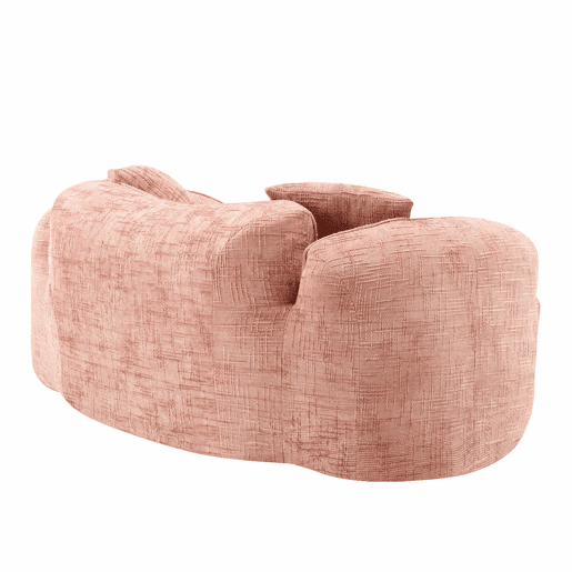 Sofá de 2 lugares - com formato curvo, almofadas e sem montagem, ideal para espaços pequenos - rosa Sofá de 2 lugares - com formato curvo, almofadas e sem montagem, ideal para espaços pequenos - rosa