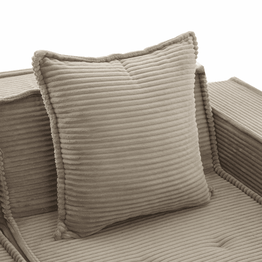 Sofá-cama duplo de 2 lugares u2013 moderno, com almofadas e apoio para os pés decorativo com arrumação lateral e porta-copos, ideal para recantos de leitura e salas de jogos u2013 cáqui Sofá-cama duplo de 2 lugares u2013 moderno, com almofadas e apoio para os pés decorativo com arrumação lateral e porta-copos, ideal para recantos de leitura e salas de jogos u2013 cáqui