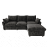 Sofá de canto 222,5 × 154,5 cm - 3 lugares com chaise longue e otomana em chenille para a sala de estar - Cinza escuro