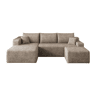 Sofá de canto em L com 241 cm - 3 lugares, estilo moderno minimalista, assento profundo e sem montagem - Camel