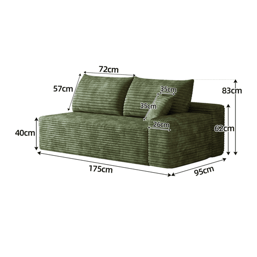 Sofá modular de 2 lugares - Design moderno e confortável - Verde Sofá modular de 2 lugares - Design moderno e confortável - Verde