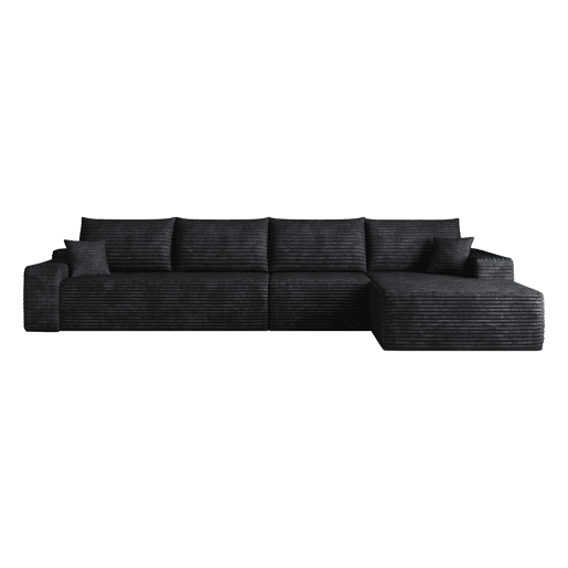 Sofá modular de canto de 340 cm - 4 lugares, chaise longue em L, assento profundo, sem montagem - Preto Sofá modular de canto de 340 cm - 4 lugares, chaise longue em L, assento profundo, sem montagem - Preto