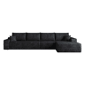 Sofá modular de canto de 340 cm - 4 lugares, chaise longue em L, assento profundo, sem montagem - Preto