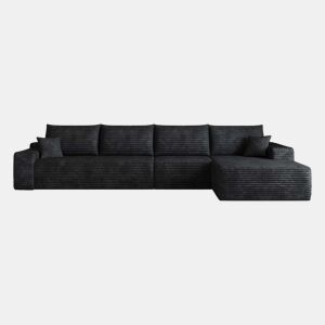 Sofá modular de canto de 340 cm - 4 lugares, chaise longue em L, assento profundo, sem montagem - Preto