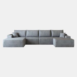 Sofá modular de canto de 340 cm - chaise longue em L, assento profundo, sem montagem, modular compactado - cinzento