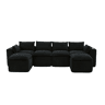 Sofá modular de 4 lugares - 2 apoios para os pés, almofadas, porta-copos, bolsos laterais, espumamolas, recuperação rápida, modular - veludo cotelê preto