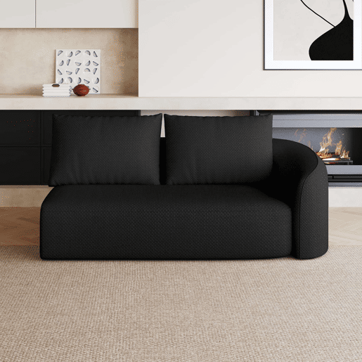 Sofá modular 160 x 90 x 85 cm - 2 lugares, estofado em chenille, confortável - Preto Sofá modular 160 x 90 x 85 cm - 2 lugares, estofado em chenille, confortável - Preto