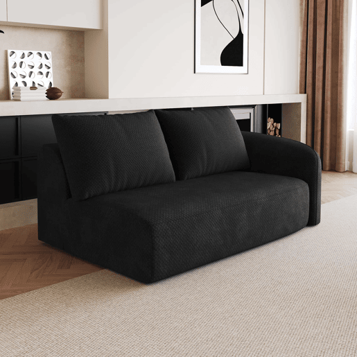 Sofá modular 160 x 90 x 85 cm - 2 lugares, estofado em chenille, confortável - Preto Sofá modular 160 x 90 x 85 cm - 2 lugares, estofado em chenille, confortável - Preto