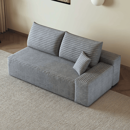 Sofá de 2 lugares 175 x 95 x 83 cm - Estofo em veludo cotelê, estilo modular - Cinzento