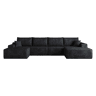 Sofá modular de canto de 340 cm - chaise longue em L, assento profundo, sem montagem, sofá compactado - Preto