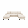 Sofá modular em U 264,5 x 142,5 x 84 cm u2013 design Deep Seat, encosto alto, 2 pufes móveis, sofá de canto confortável u2013 Bege