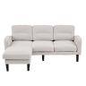 Sofá de canto em L 204 x 136 x 80 cm - 3 lugares com chaise longue, bolso lateral de arrumação, 10 pés, para sala de estar - Bege