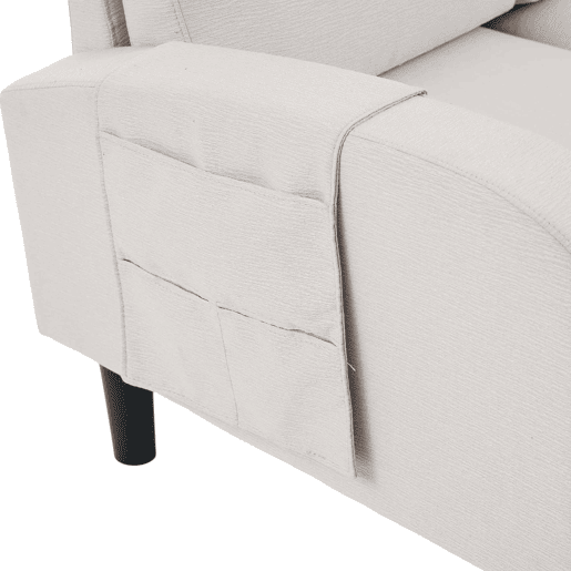 Sofá de canto em L 204 x 136 x 80 cm - 3 lugares com chaise longue, bolso lateral de arrumação, 10 pés, para sala de estar - Bege Sofá de canto em L 204 x 136 x 80 cm - 3 lugares com chaise longue, bolso lateral de arrumação, 10 pés, para sala de estar - Bege