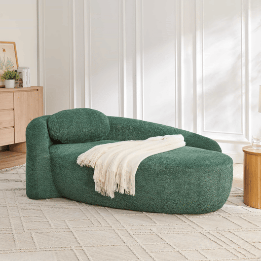 Sofá minimalista em tecido Teddy Fleece - Design arredondado, estofo macio com almofadas, ideal para a sala de estar, quarto e escritório - Verde Sofá minimalista em tecido Teddy Fleece - Design arredondado, estofo macio com almofadas, ideal para a sala de estar, quarto e escritório - Verde