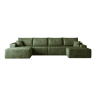 Sofá modular de canto de 340 cm - chaise longue em L, assento profundo, sem montagem, 4 lugares - Verde