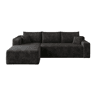 Sofá de canto de 241 cm - L moderno, 3 lugares, assento profundo, sem montagem - Preto