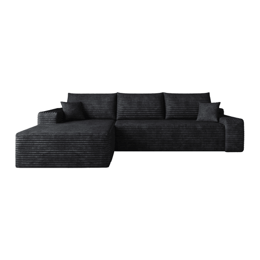 Sofá modular de canto de 270 cm - 3 lugares, chaise longue em L, assento profundo, sem montagem, embalado compactamente - Preto Sofá modular de canto de 270 cm - 3 lugares, chaise longue em L, assento profundo, sem montagem, embalado compactamente - Preto