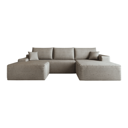 Sofá modular de canto de 270 cm u2013 com chaise longue em L, assento profundo, sem montagem, 3 lugares u2013 Camel