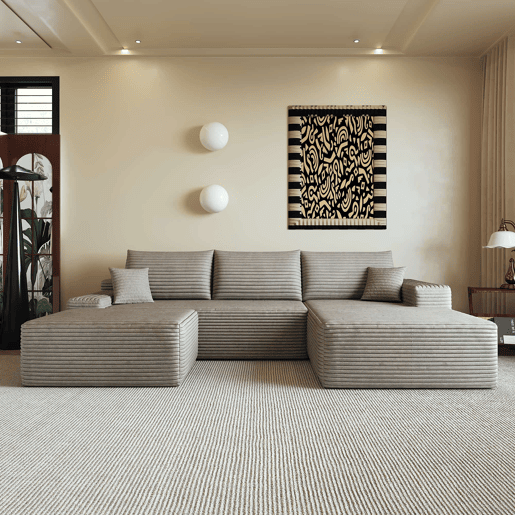 Sofá modular de canto de 270 cm u2013 com chaise longue em L, assento profundo, sem montagem, 3 lugares u2013 Camel