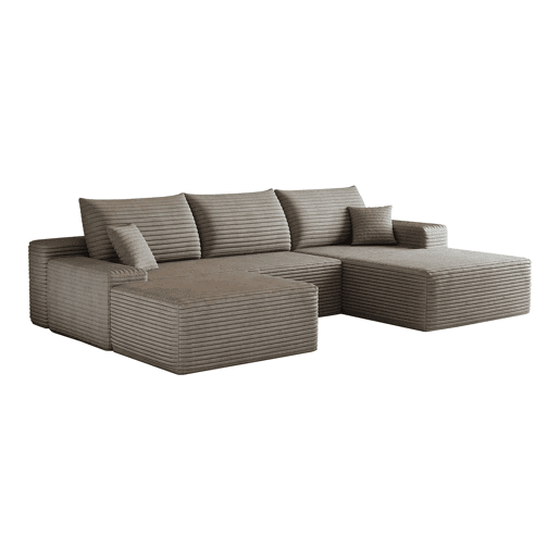 Sofá modular de canto de 270 cm u2013 com chaise longue em L, assento profundo, sem montagem, 3 lugares u2013 Camel