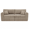 Sofá relax de 2 lugares - compacto para espaços pequenos, tecido de chenille macio, bolso lateral para revistas, porta-copos integrado, inclui almofadas, ideal para a sala de estar, escritório, quarto de hóspedes e apartamentos - Castanho