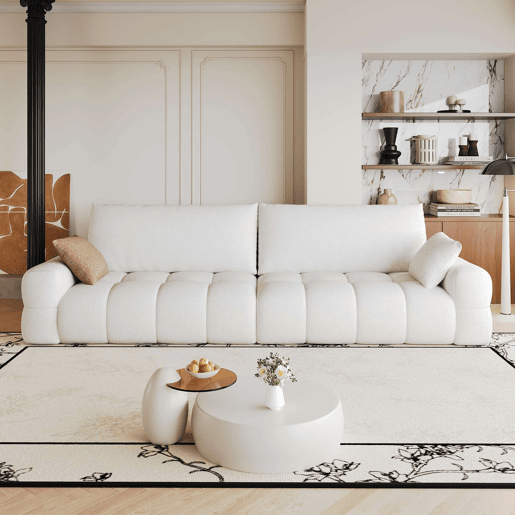 Sofá modular de 260 cm, 4 lugares u2013 modelo pronto a montar, assento profundo, espuma, sofá compactado para sala de estar u2013 Branco Sofá modular de 260 cm, 4 lugares u2013 modelo pronto a montar, assento profundo, espuma, sofá compactado para sala de estar u2013 Branco