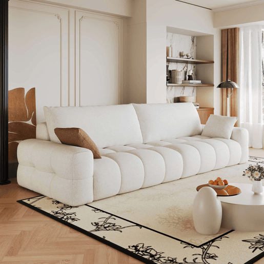 Sofá modular de 260 cm, 4 lugares u2013 modelo pronto a montar, assento profundo, espuma, sofá compactado para sala de estar u2013 Branco Sofá modular de 260 cm, 4 lugares u2013 modelo pronto a montar, assento profundo, espuma, sofá compactado para sala de estar u2013 Branco