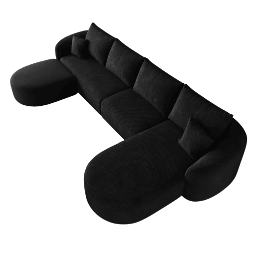 Sofá modular de canto em U, 336 cm - 4 lugares, com sistema de compressão, sem montagem, estilo moderno - Preto Sofá modular de canto em U, 336 cm - 4 lugares, com sistema de compressão, sem montagem, estilo moderno - Preto